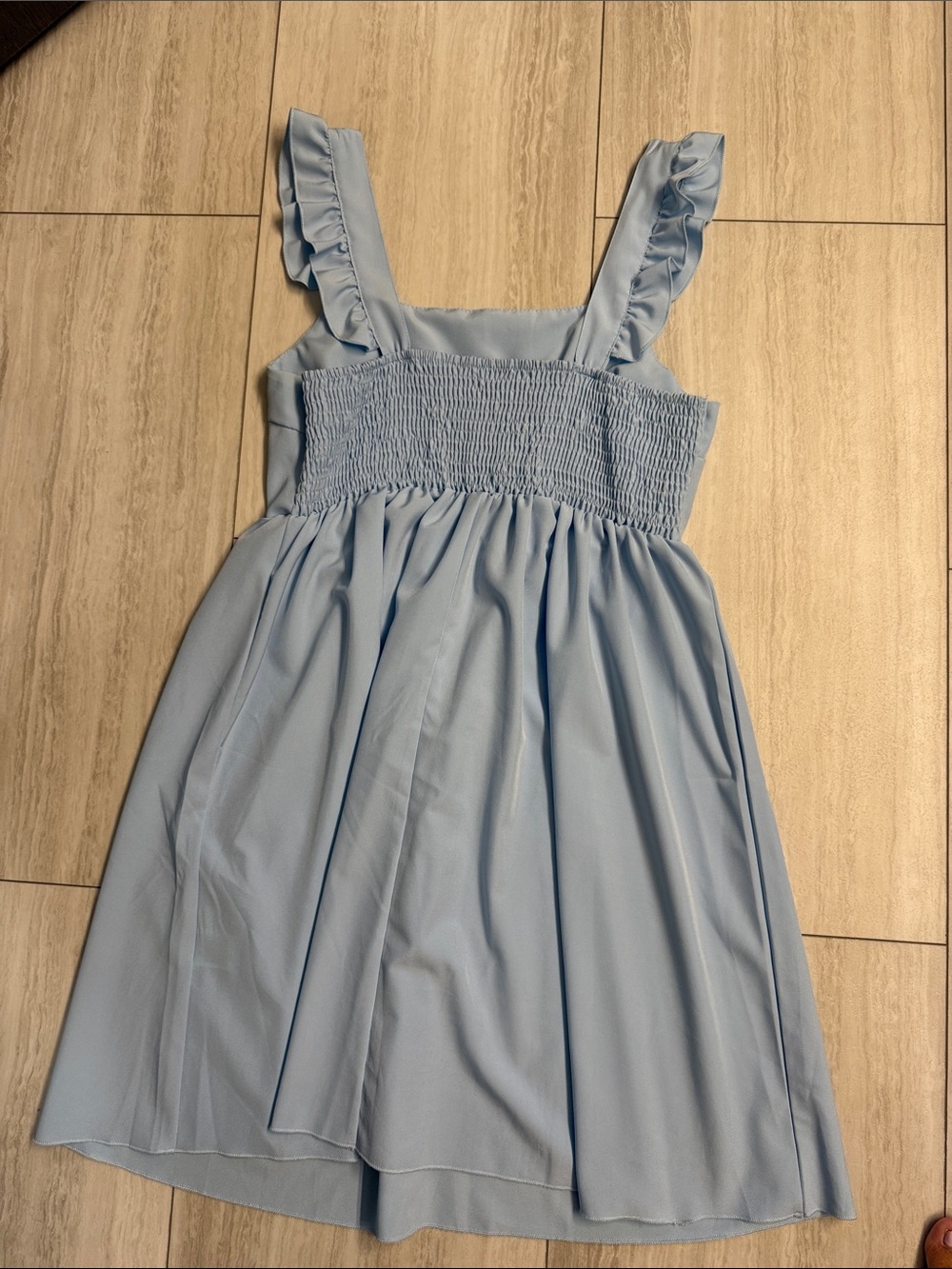 Light Blue Ruffle Strap Sundress - Picture 3 of 4